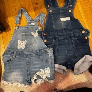 Denim Butterfly Embroidered Kids Overalls